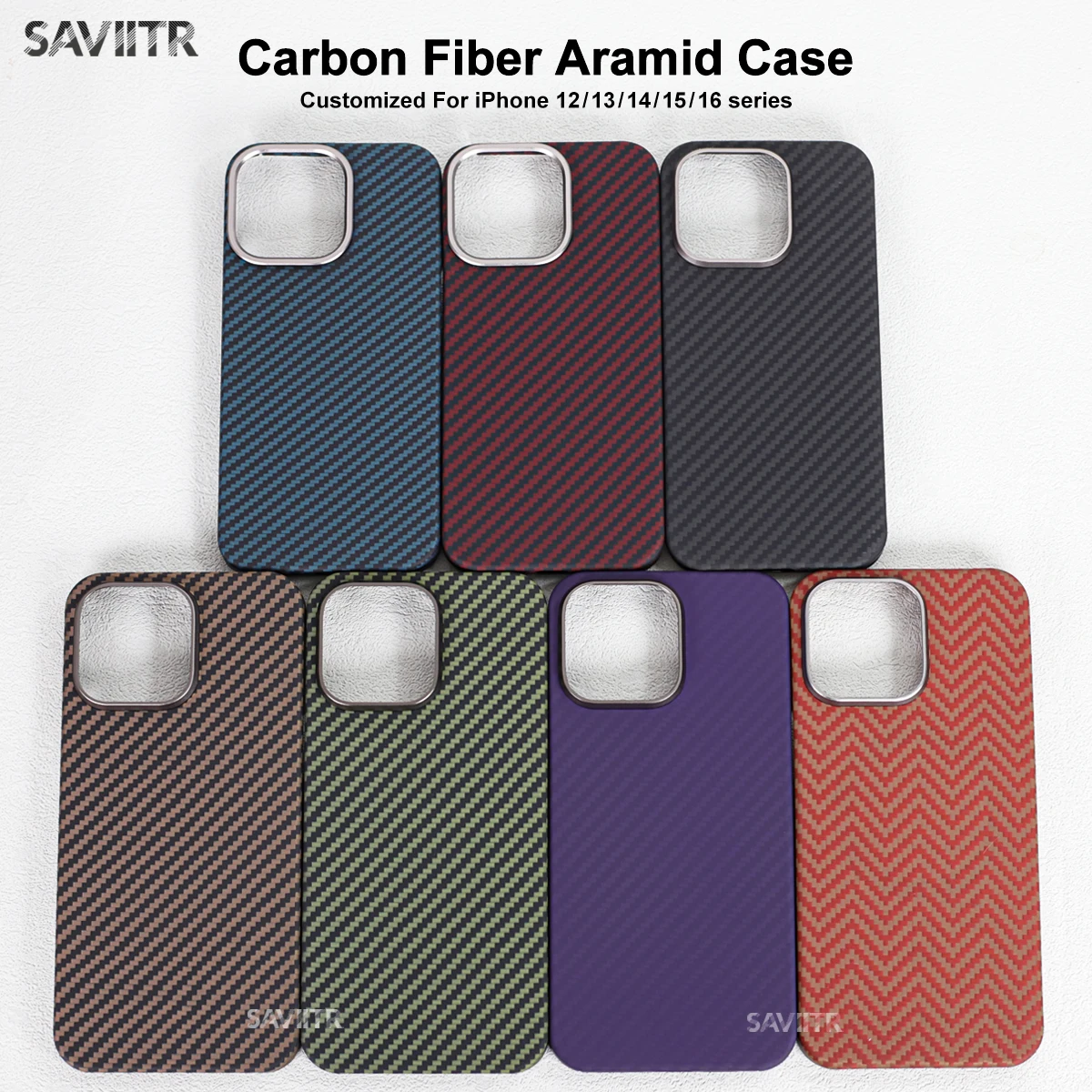 SAVIITR Magnetic Aramid Fiber Phone Case for iPhone 16 Pro Max/15 Pro Max Real Carbon Fiber Cover for iPhone 12/13/14/15 Case