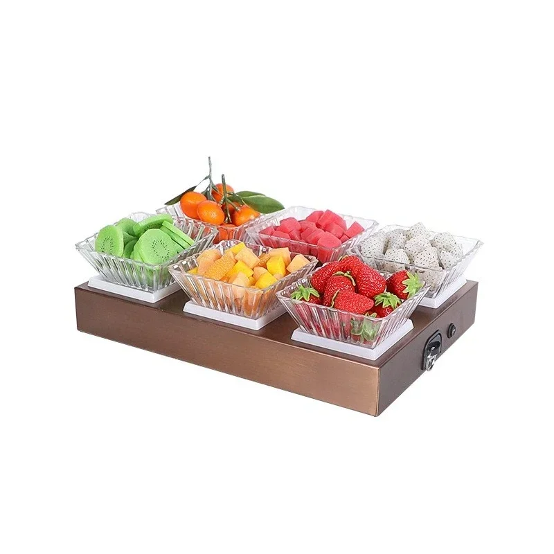 Bar luminous fruit plate, brushed stainless steel, light luxury, four or six compartments, KTV snack plate, fruit platter,
