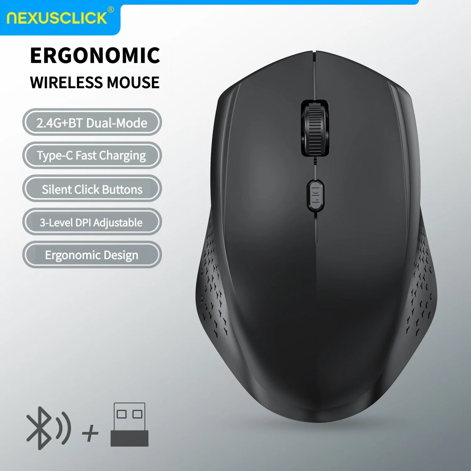 NexusClick 2026 New 2.4G/Dual-Mode BT Wireless Mouse, Battery/Rechargeable Silent Gaming Office Mice For PC Laptop Windows MacOS