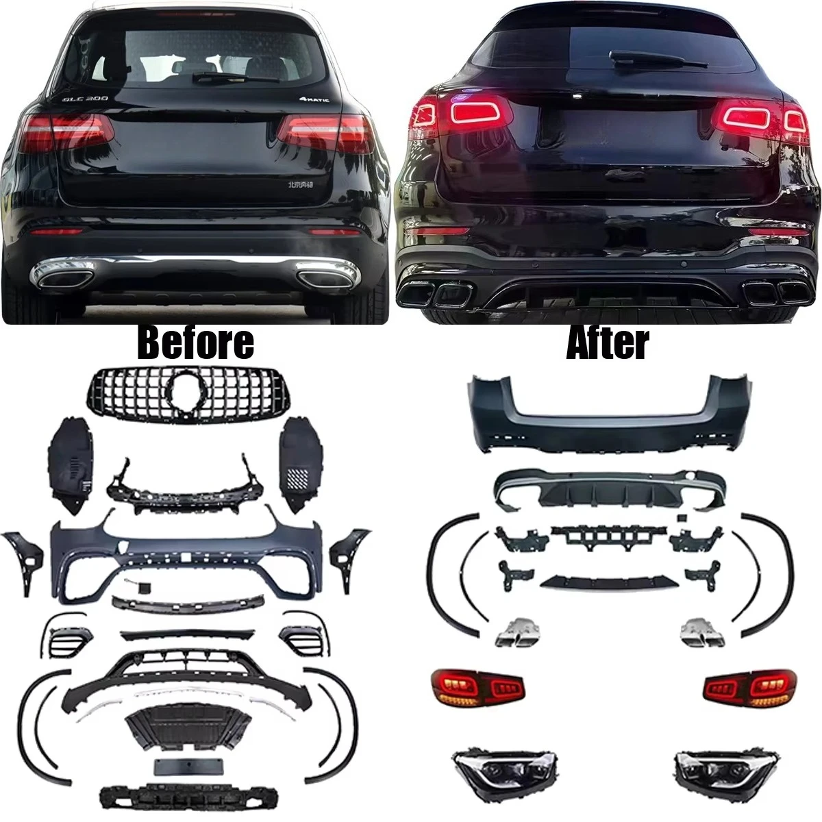 Hot Sale Car Accessories Bumpers Body Kit for Mercedes Benz GLC Class X253 2015-2019 Change to GLC 63 2022