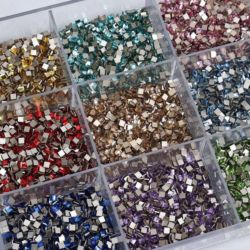 Hot Selling Mini Square FlatBack Nail Art Rhinestone Stone 3MM Glass Crystal  DIY Manicure Accessory Diamond 100Pcs