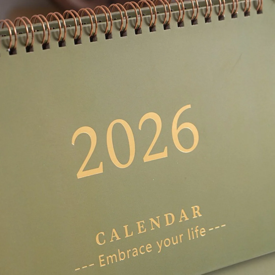 2026 Simple English Mini Desk Calendar Desktop Display Portable Calendar Desktop Decor Handmade Diary Plan Check in Notebook