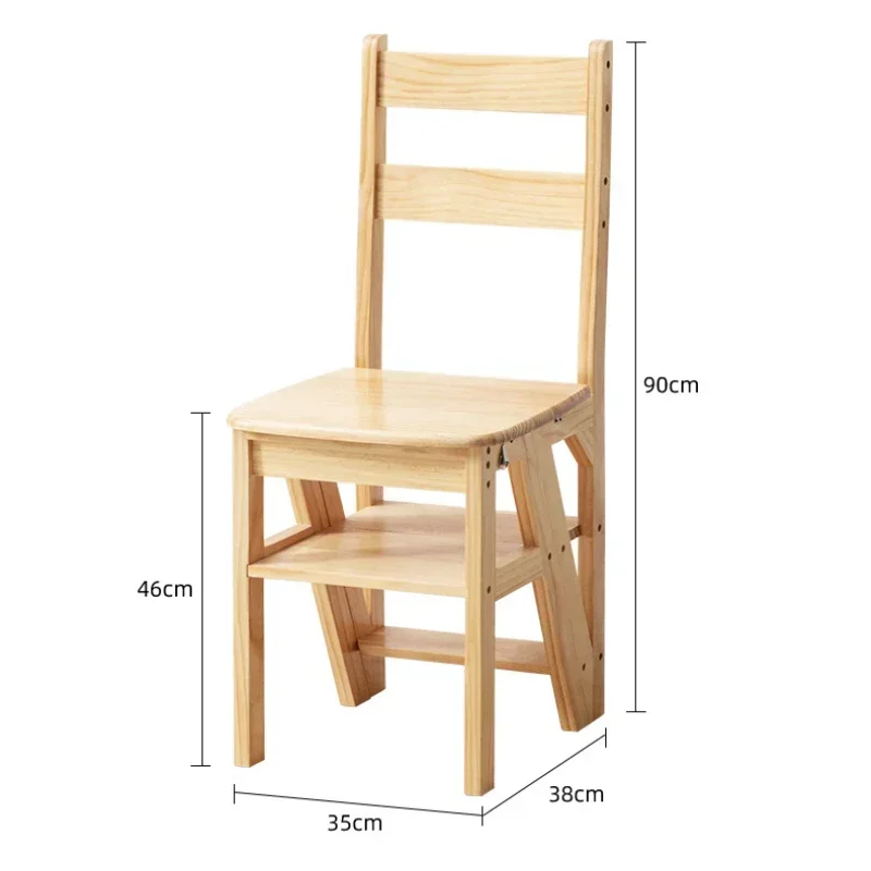 Folding Solid Wood Step Ladder Multifunctional Chair Portable High Ladders Originality Thickening Interior Staircase Household