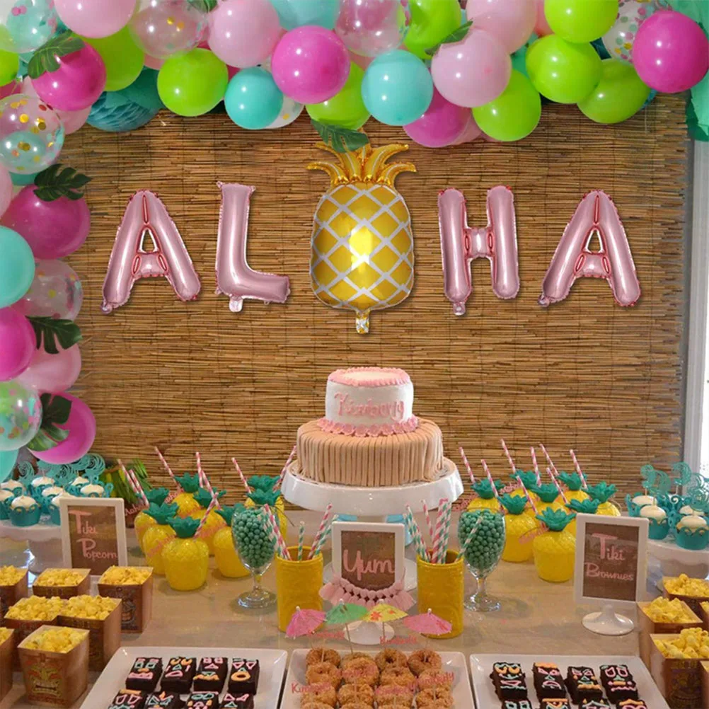 

1 set Hawaiian Balloon Set Party Supplies Latex Balloons Reusable Monstera Theme Birthday Decoration Ceiling Wall Hanging