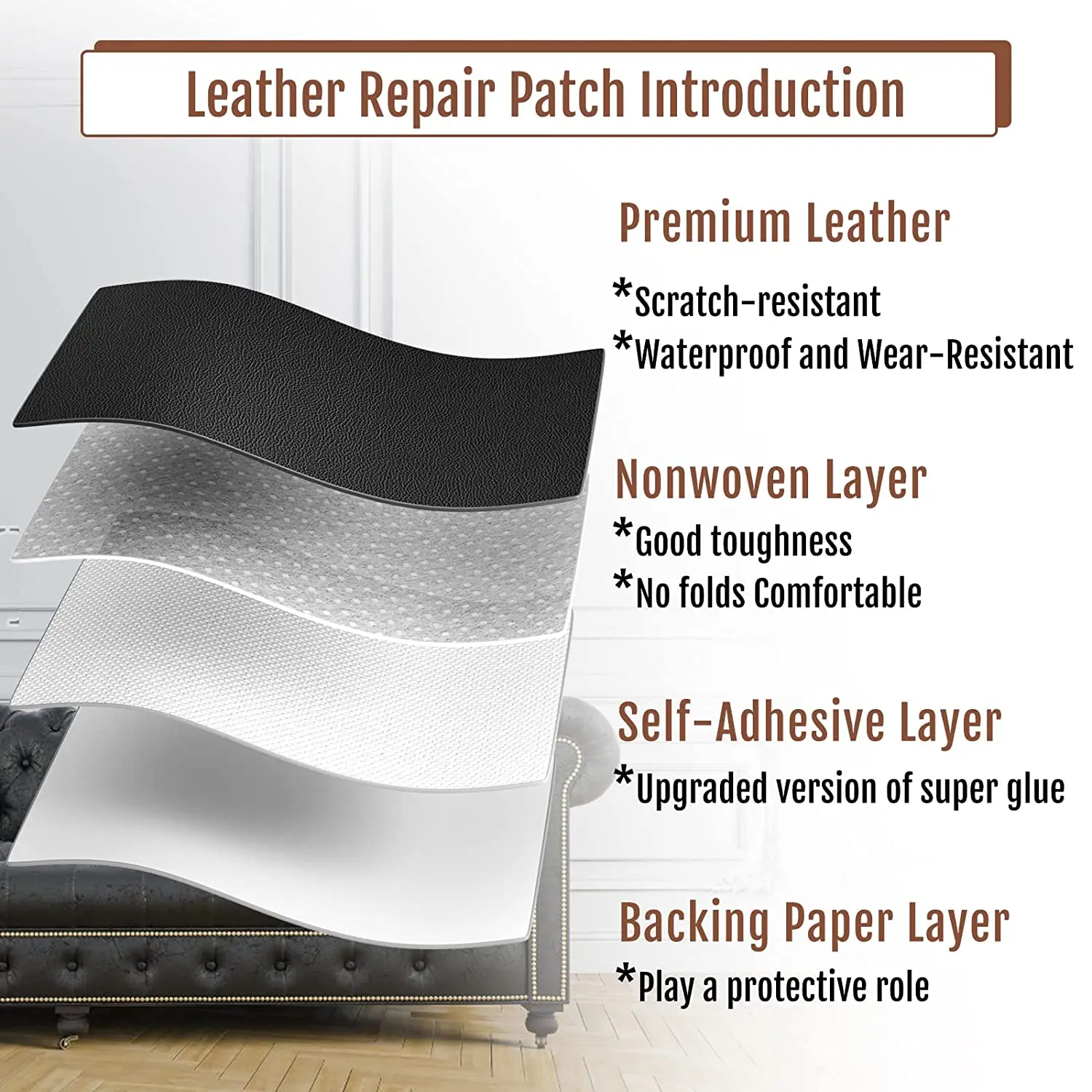 50x137cm Self-Adhesive Furniture Shoes First Aid Patch Leather Patch DIY Black Patch Sofa PU Tape Self Adhesive Patch Kit