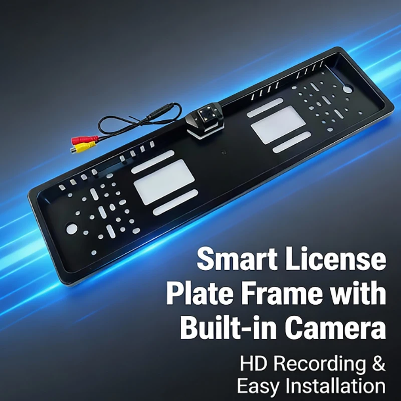 4/8/12led placa de licença europeia câmera retrovisor quadro reverso câmera visão noturna para caminhão carro suv, campista captador