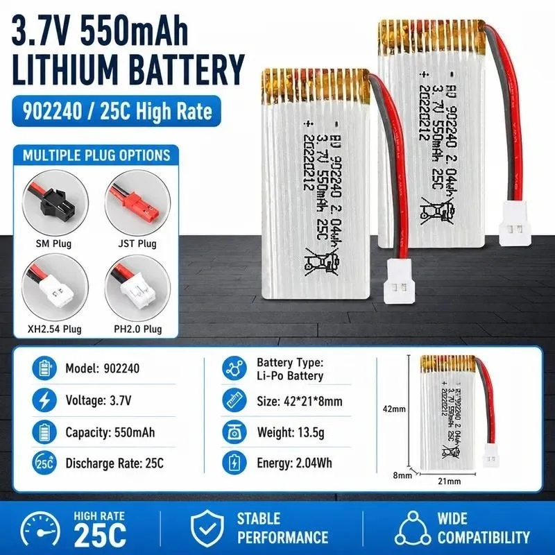 for Spot 3.7V 550mAh Lithium Battery 902240 Gesture Sensing UFO Aircraft High Rate Drone Battery