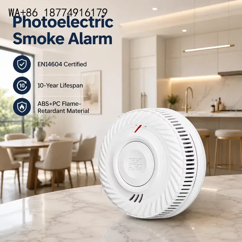 wmwmnu 10-Year Battery Standalone Smoke Leak Sensor 85DB Loudness EN14604 Certified Fire Alarm Smoke Detector