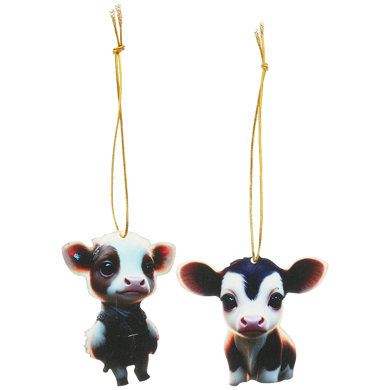 

2 Pcs Cattle Ornaments Christmad Animal Christmas Tree Hanging Pendant Acrylic Adorable Cow Cute Cartoon