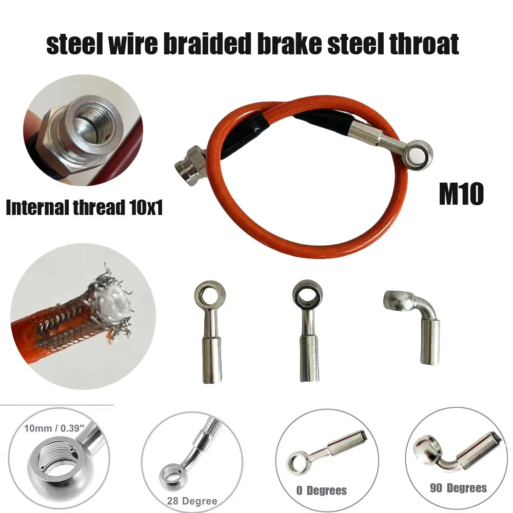 Orange Steel Wire Braided Brake Pipe Automotive Brake Steel Throat Clutch Oil Pipe Offroad Suspension Lift Kit M10X1 M10 0°28°45