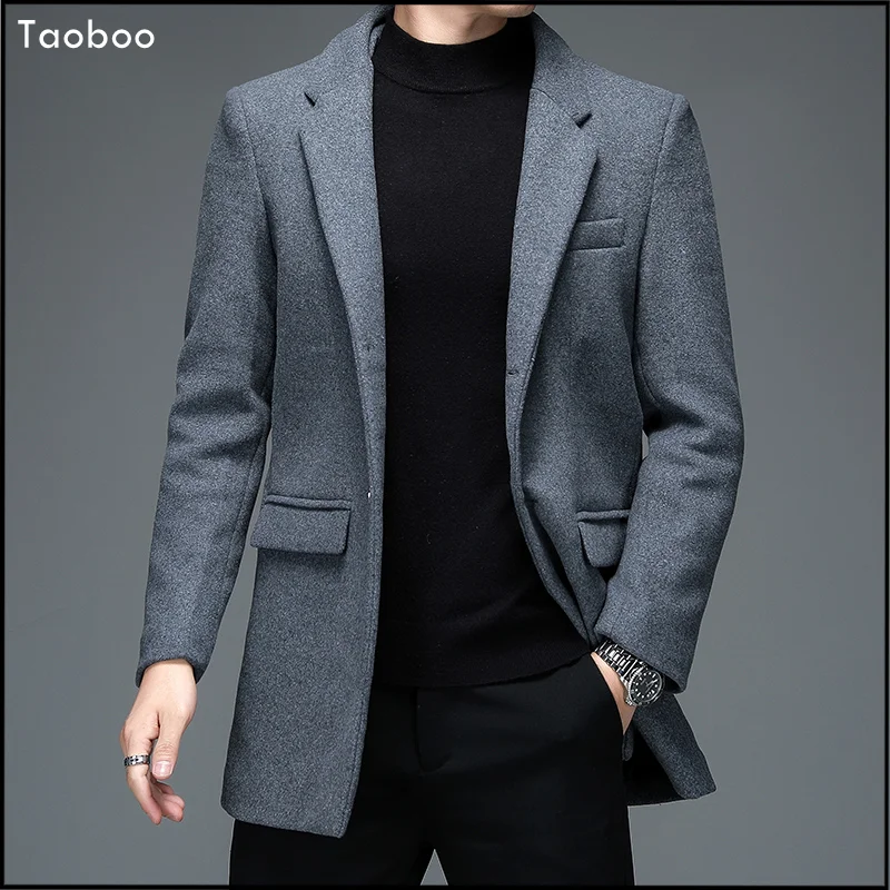 

Taoboo 2022 New Fashion Wool&Blends Men's jacket Vintage Style Business Casual Winter&Fall Coats Male Solid Classic Overcoat