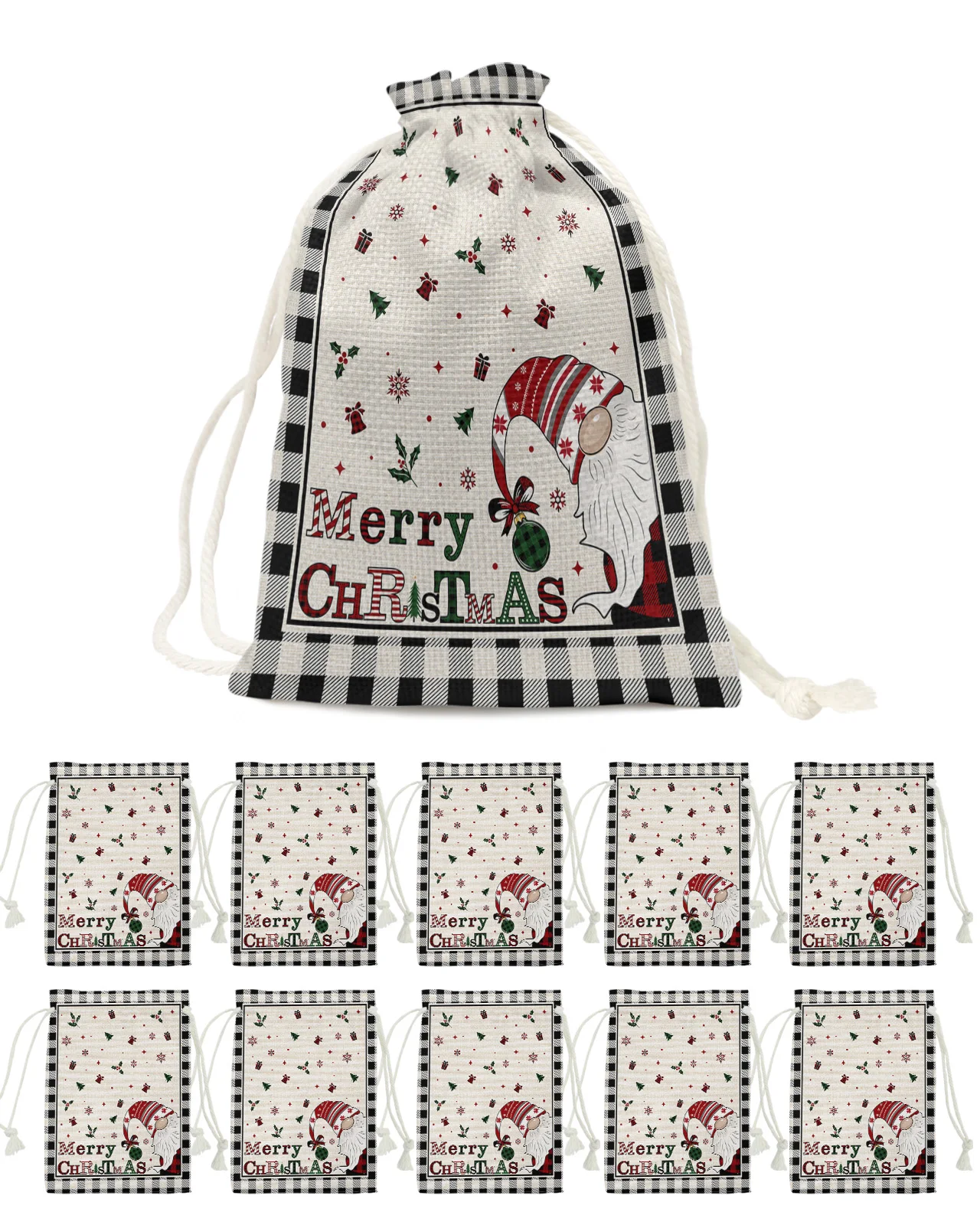 Christmas Gnome Snowflake Gift Candy Bags Santa Gift Bag Home Party Decorations Navidad Xmas Linen Gift Bags Packing Supplies