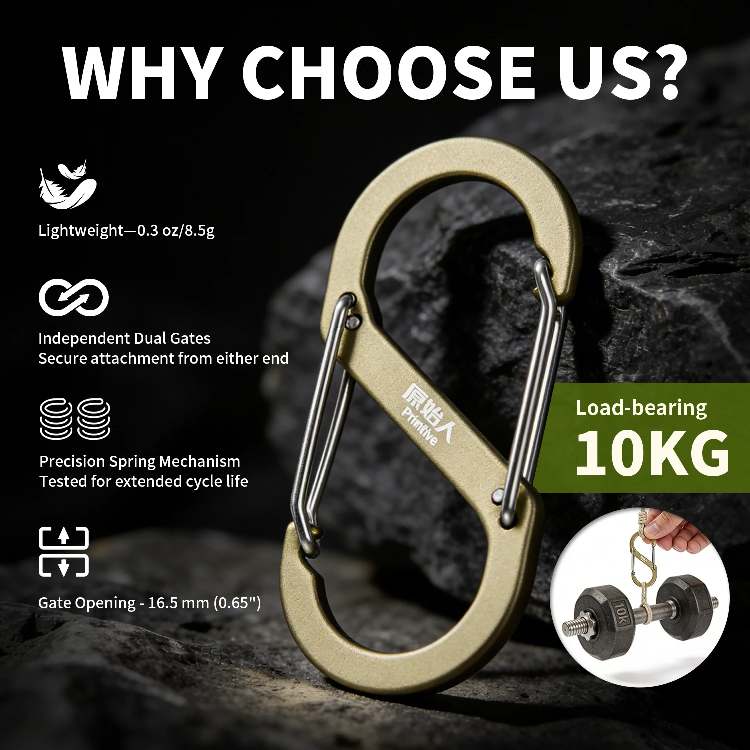 คาราบิเนอร์แบบดั้งเดิม น้ำหนัก - Carabiner Locking D บทวิจารณ์และราคา