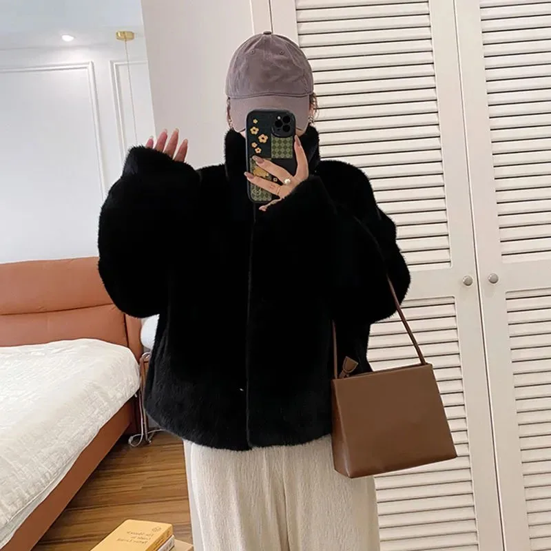 

Новая меховая куртка, модное короткое норковое пальто, высококачественная норковая куртка, женская осенне-зимняя темпераментная куртка Mao Mao Mao, женские топы