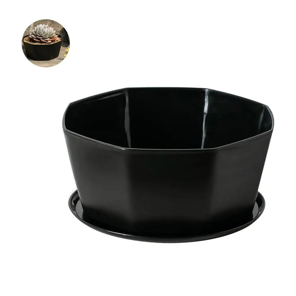 Succulent Planters with Tray Plastic Personality Decorations Flower Pot Large-caliber Style Plants Container Yellow