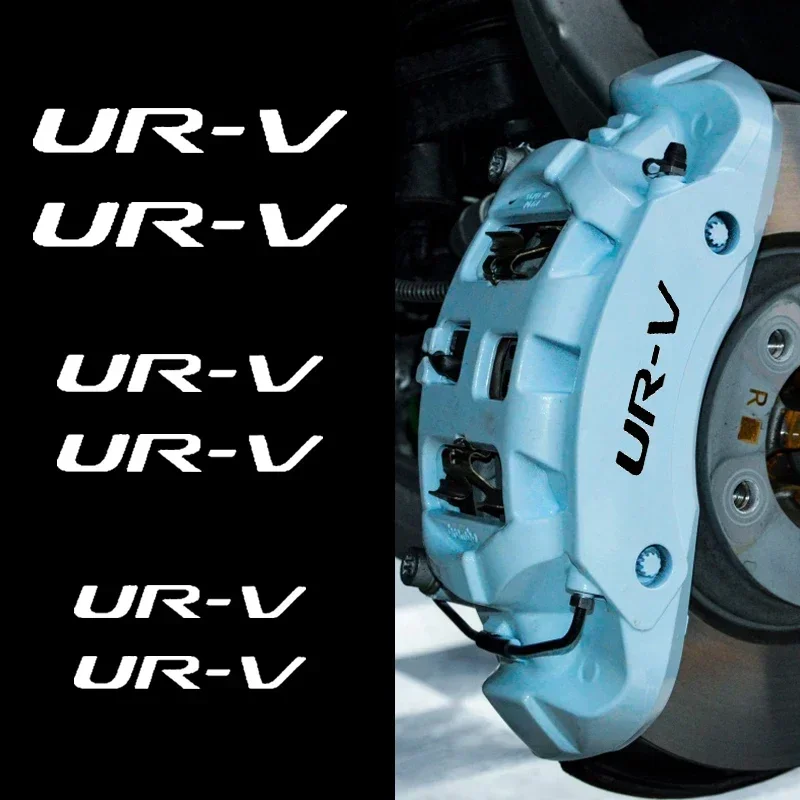 6pcs For Honda UR-V URV Emblem Heat Resistant Car Brake Caliper Sticker Waterproof Wheel Vinyl Decals Modification Accessories