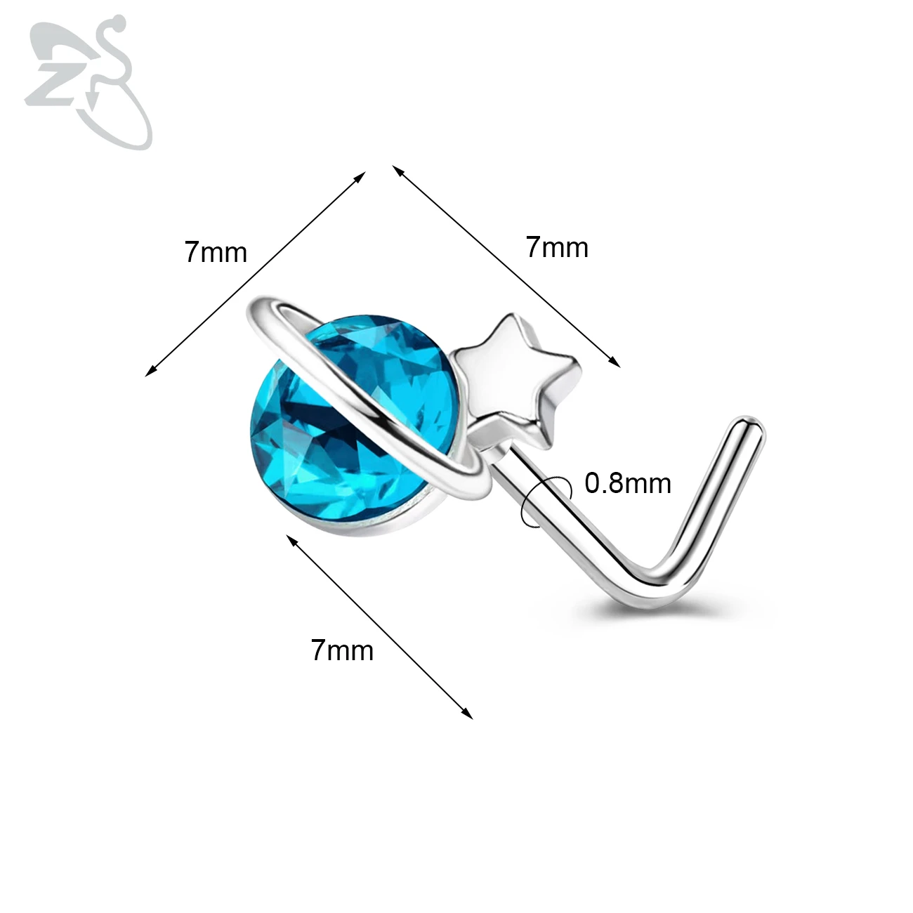 Cute CZ Crystal Nose Stud L-Shape