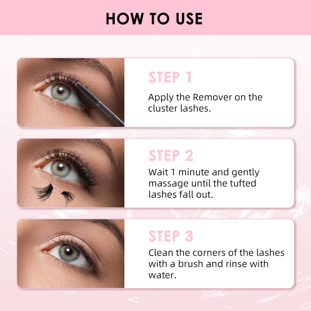 ZWELLBE 5ml Lash Clusters Glue Remover Eyelash Remover For Individual Cluster Lashes Gentle Eye Cleanser Of False Eyelashes