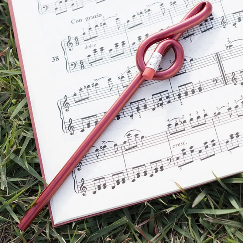 Students Note Pencils Musical Note Pencils With Eraser Colorful Music Pencils Wooden Treble Clef Bent Pencil