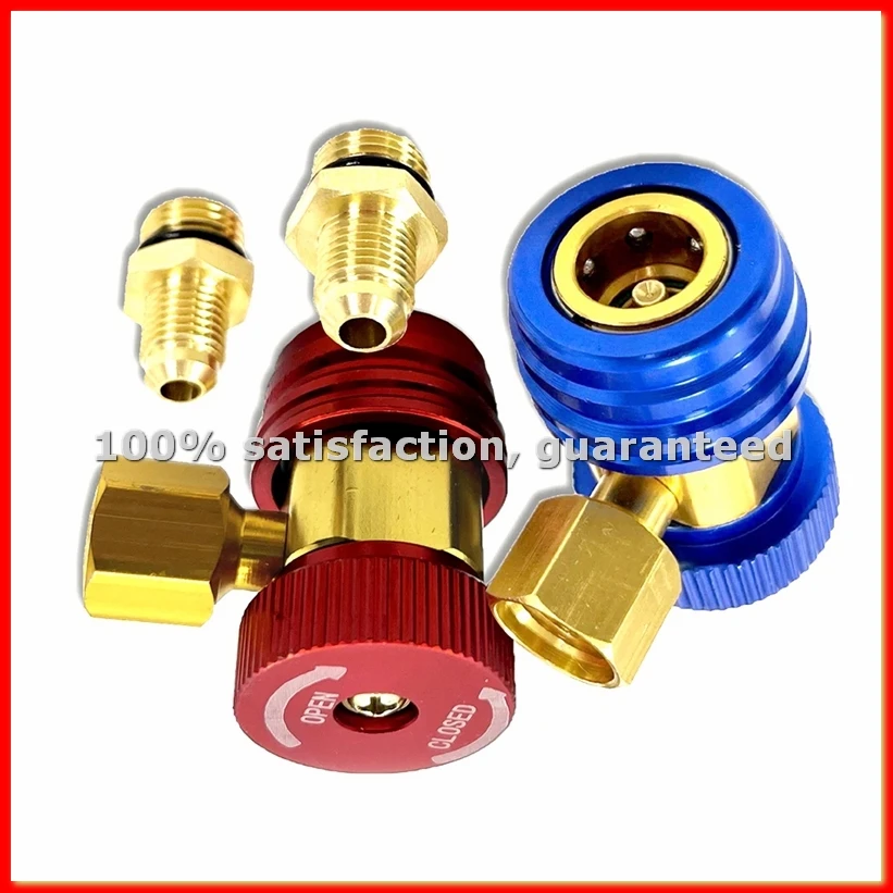 Freon R134A Auto Car Quick Coupler Connector Brass Adapters Air Conditioning Refrigerant Adjustable Manifold Gauge-A68X