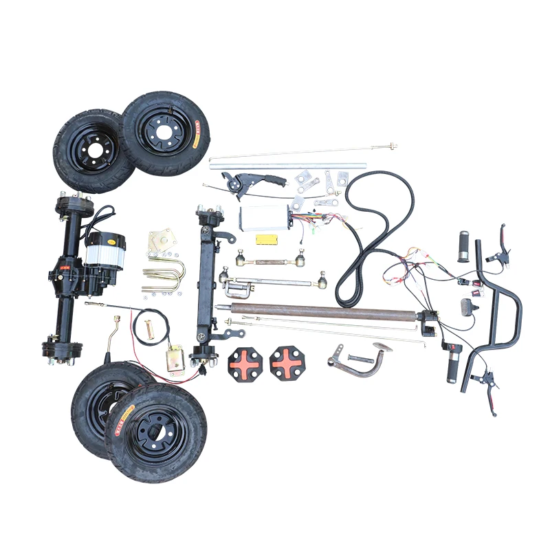 

Electric four-wheeler flatbed truck chassis complete set of rear and front axle modified snack truck chassis assembly