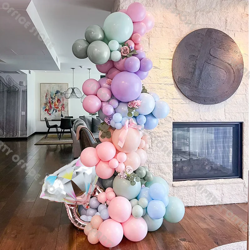 129pc Boho Balloon Arch Macaron Blue Purple Pink Diamond Ring Balloons Baby Shower Gender Reveal Birthday Party Wedding Supplie