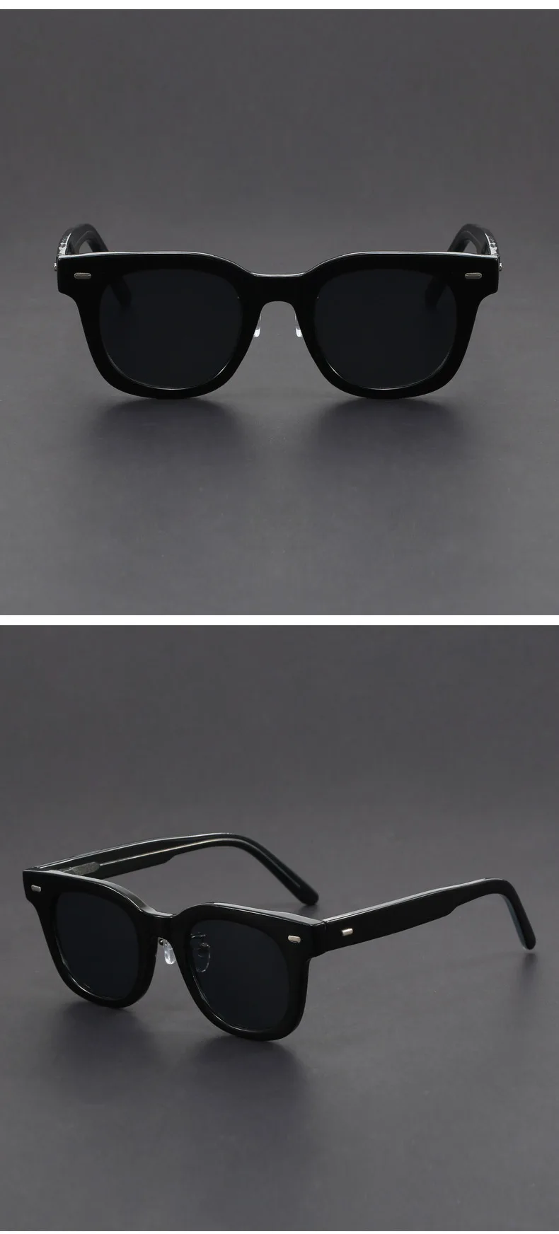 Zweifarbige Brille mit dickem Rahmen, handgefertigt, Retro-Stil, literarische Myopie-Brille für Herren, quadratischer Rahmen, Anti-UV-Sonnenbrille mit kleinem Rahmen – Detail 7