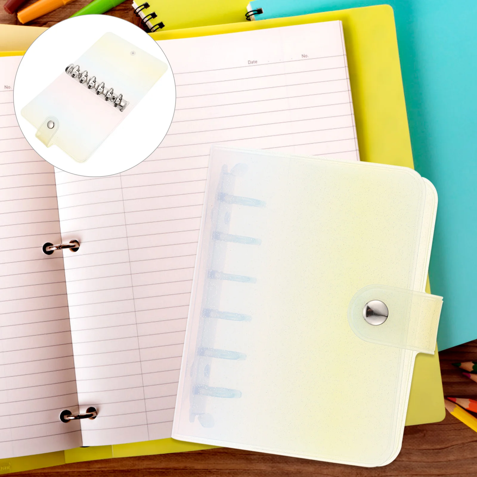 Arco-íris a7 pasta de folhas soltas pvc bloco de notas capa transparente protetor de diário para escola escritório casa portátil diário caso