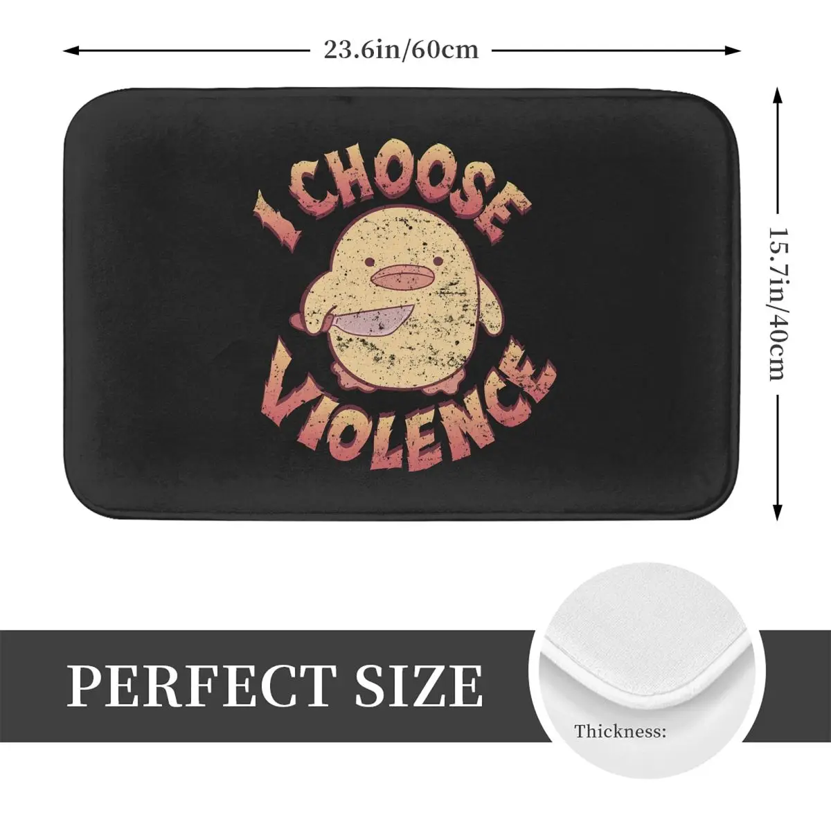 I Choose Violence Duck With Knife Non-slip Doormat Floor Mat Dust-proo Carpet Rug for Kitchen Entrance Home Bedroom Footpad Mats