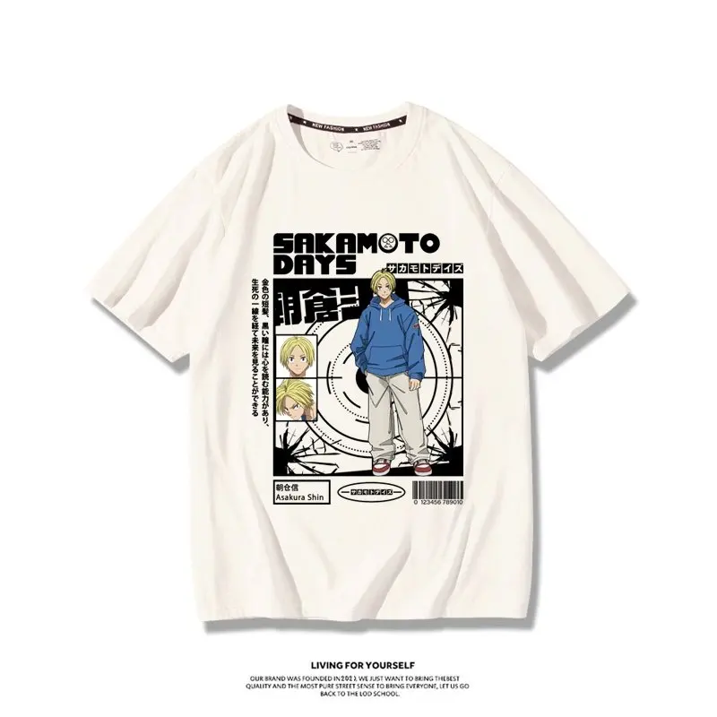 SAKAMOTO DAYS T-Shirt Men Women Oversized Cotton Short Sleeve Taro Sakamoto Asakura Shin Lu Shaotang Print Female Male Clothing