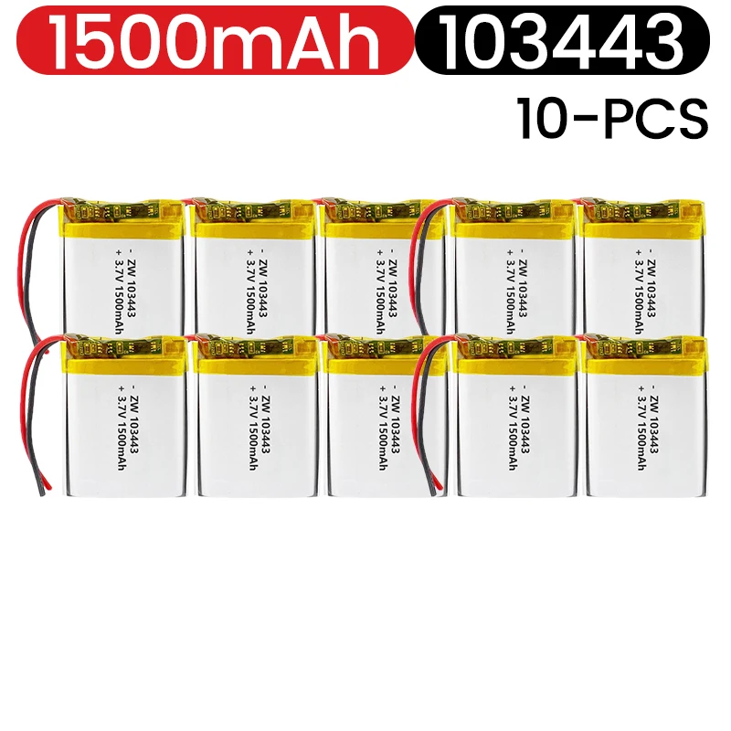 

103443 3.7V 1500mAh Battery Lipo Polymer Lithium Ion Rechargeable Batteries +PCB Protection Board PH2.0 XH2.54 Optional interfa