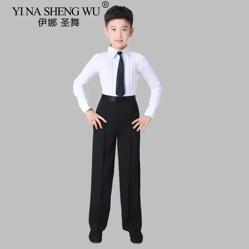 Costume de danse professionnelle pour enfants, chemise + pantalon de salsa pour garçons, costume de concours de tango de danse latine pour garçons