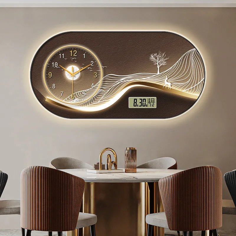 Modern Simple Living Room Clock Wall Clock High Sense Creative Clock Wall Dining Room Bedroom Electronic Wall Clocks Home Decor