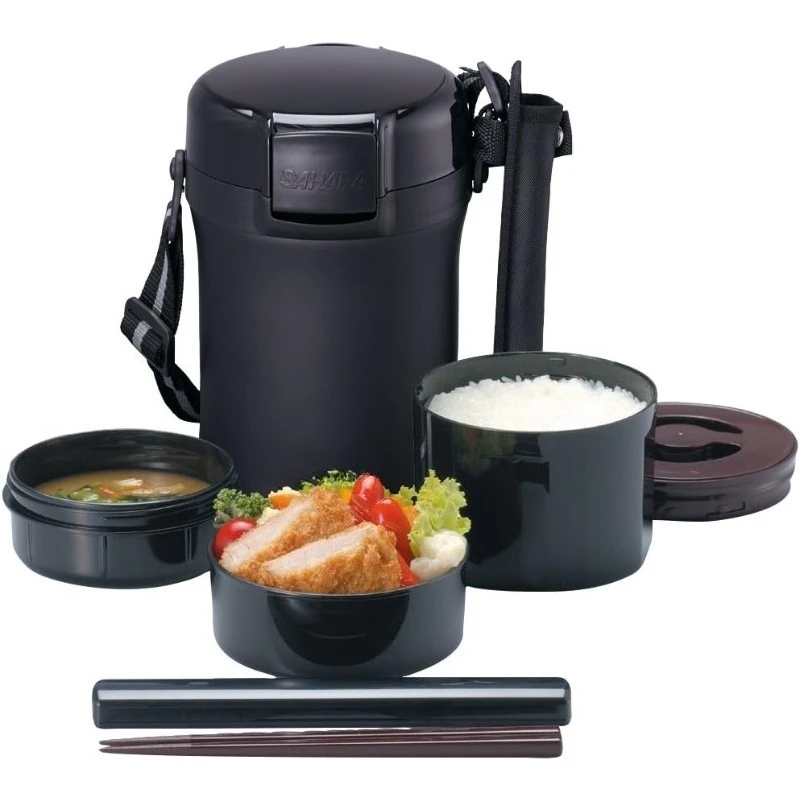 

home.Insulated Lunch Box, Stainless Steel, Lunch Jar, Rice Bowl, Approx. 3 Cups, Black, LWU-A172-KM Tiger
