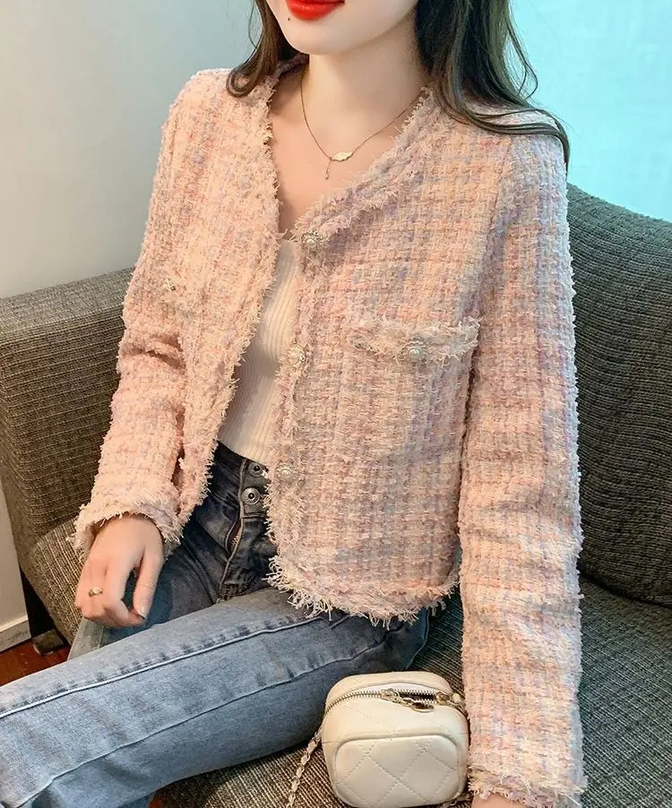 

Твидовые жакеты женские, весенние, в стиле Old Money, британский стиль, модные, повседневные, элегантные, шикарные, для офиса, деловые, для женщин, OL, профессиональные, для работы, для девушек