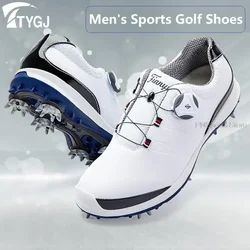 1 para nowe buty golfowe profesjonalne męskie wodoodporne buty sportowe gałka klamra szkolenia Sneaker człowiek antypoślizgowe buty paznokci trenerzy