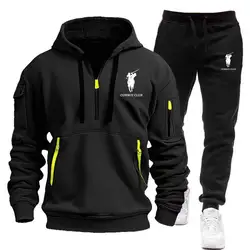 Men's Tracksuit Hoodie and Pants Two Piece Sets Large Size Zipper Fashion Outdoor Jogging Sportswear Designer Clothing Man Suit