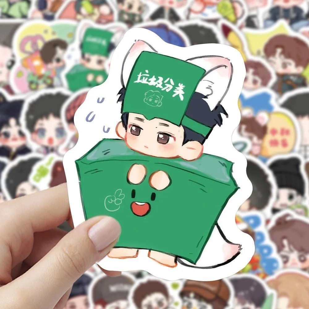 180 новых наклеек Wang Yibo Q-версии, милые звезды мультфильмов, ценные персонажи, канцелярские наклейки «сделай сам» с ручным аккаунтом