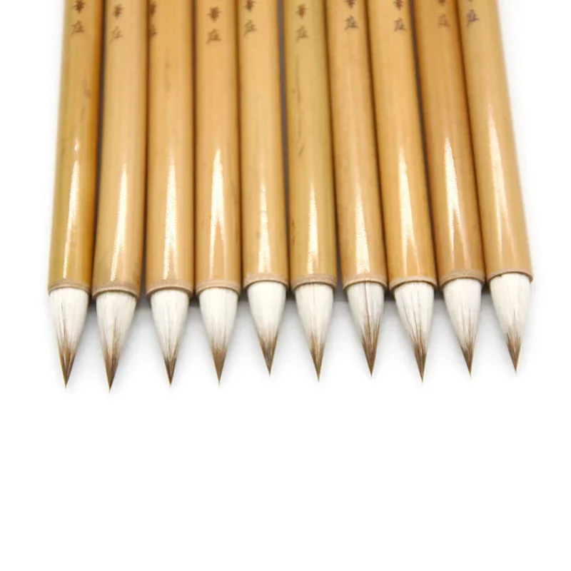 5 Pcs Bamboo Calligraphy Brush Pens Soft Weasel Mix Hair Regular Small Script Writing Brush Classical Jiju Xiaokai Chinese Pen
