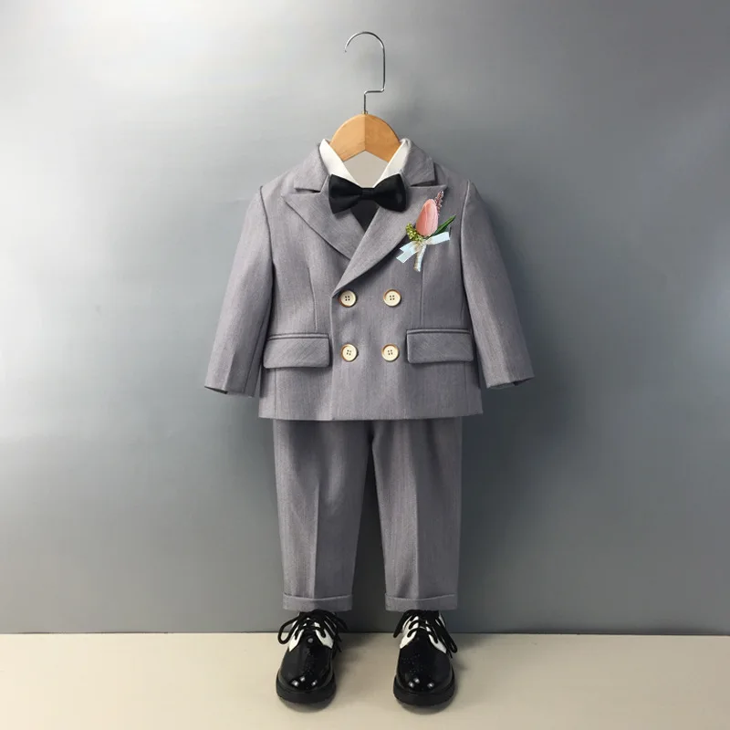 Baby Boys 1 Year Birthday Set Kids Wedding Suit Child Jacket Vest Pants Photograph Suit Children Wedding Performance Party Dress