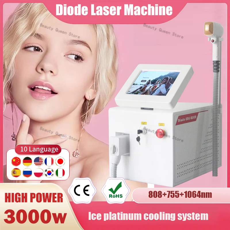 

3000W High Power Ice Cooling 755 808 1064 Device Diode Laser Epilator Wavelength Painless 808nm Hair Removal Machine