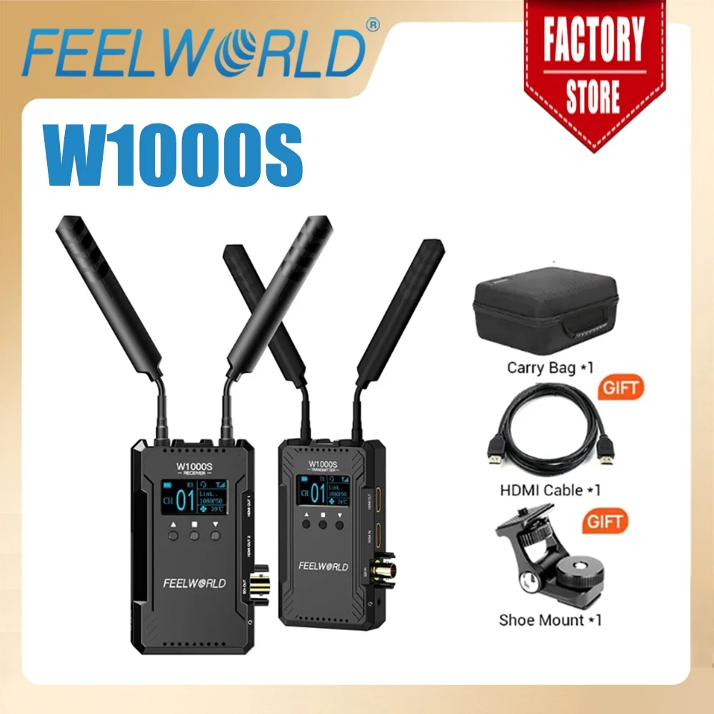 

FEELWORLD W1000S 1082P HD 1000FT Dual HDMI + SDI Input And Output Wireless Video Transmission System WIth Full Duplex