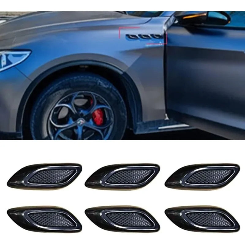 2/6pcs Car Fender Trim Decorative Intake Universal Auto Air Flow Bumper Side Vent Decal