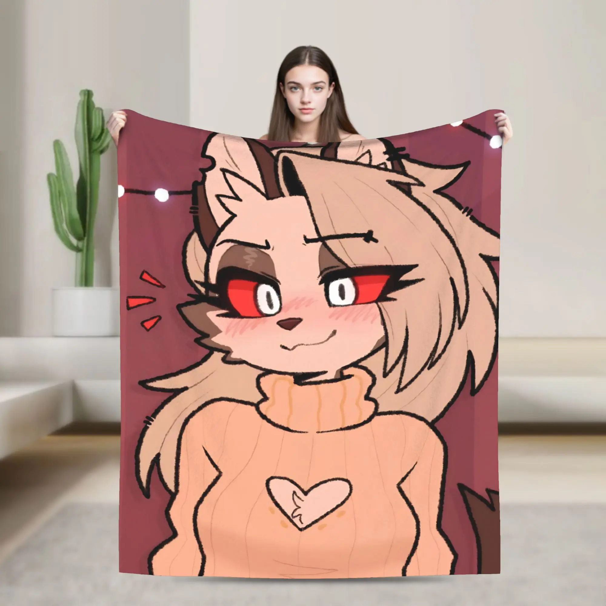 Loona Helluva Boss Anime Plush Blanket Kids Flannel Throw Blanket For Bedroom Warm Soft Custom Quality Bedspread Gift Idea