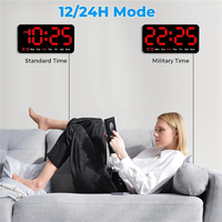 KYCOR-3X Digital Wall Clock, 9Inch LED Digital Clock Large Display With 12/24H, Big Digits,Small Silent Wall Clock (Red)