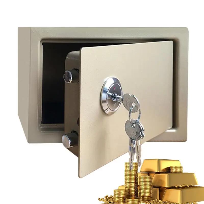 Safe Box Steel Security Safe And Lock Box With Electronic Keypad Fireproof Home Safe Dual Key System Secure Cash Jewelry Box