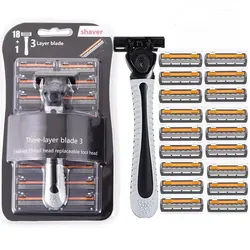 Men's Shaver with New Design Three Layer Reusable Razor Imported Blade Multi Tool with Head Replacement Feature