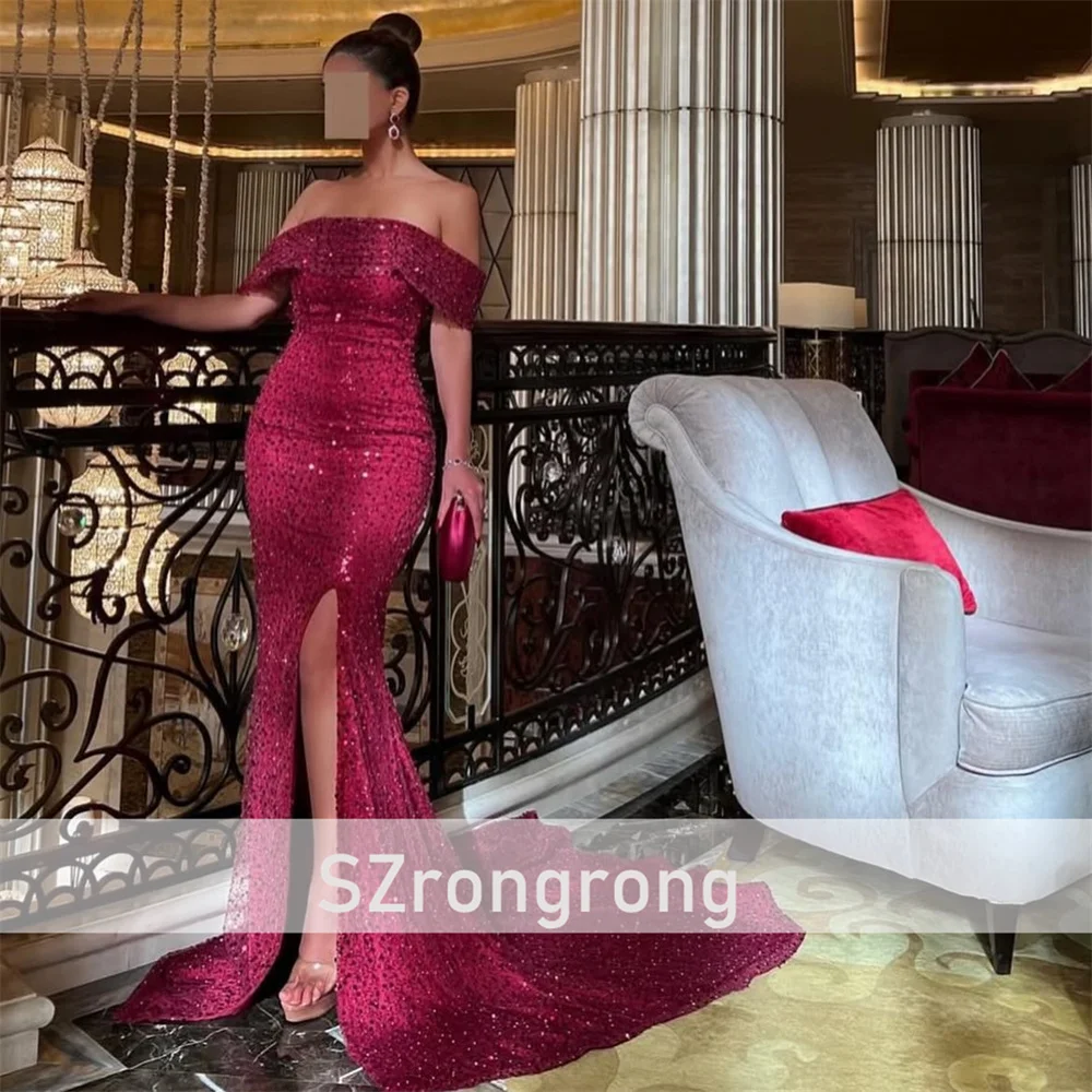 Вечернее платье без рукавов с воротником-лодочкой и блестками, сексуальное платье русалки с разрезом по бокам и открытой спиной, платье для выпускного вечера со льдом на заказ