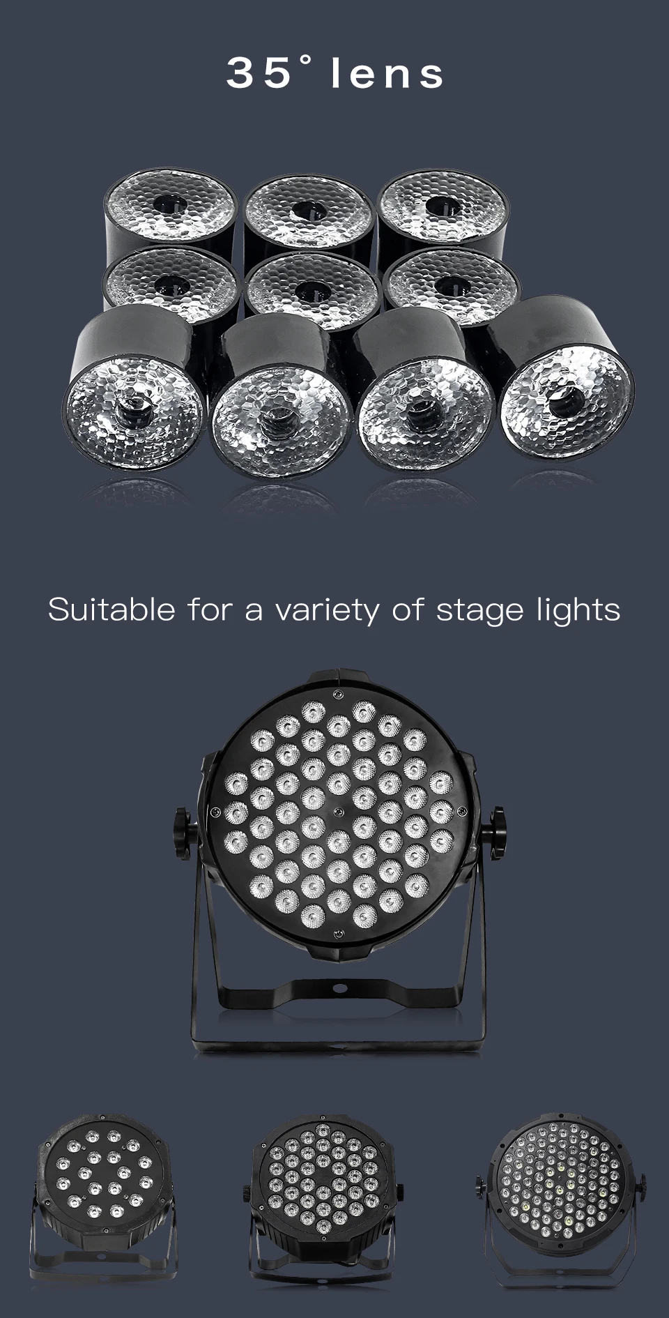 Led Par Licht Objektiv Mit Schwarz Unterstützung Verwenden Für 18x12w 7x12w 12x12w 36x10w Led Bühne Licht – Detail 6