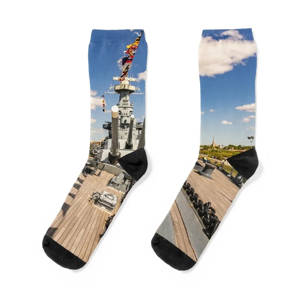 

deck of a battleship Socks with print snow Man Socks Women's